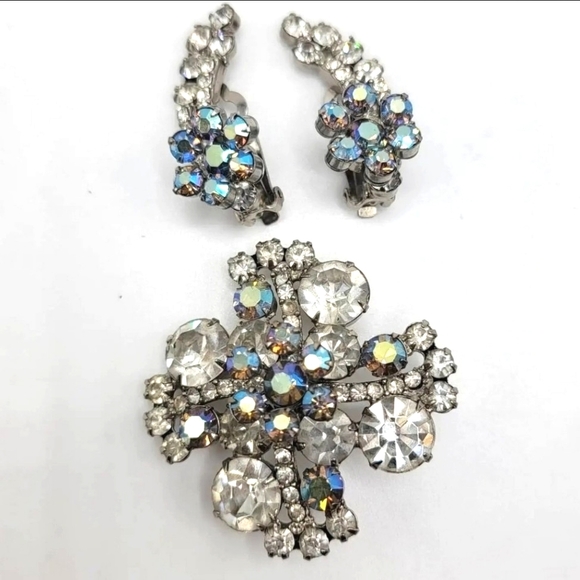 Vintage D&E Juliana Demi Parure Brooch and Earrings RARE - Picture 3 of 9